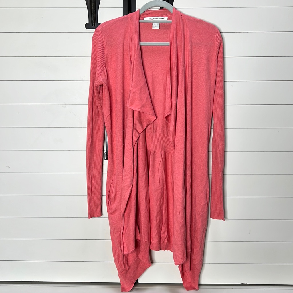 Diana Von Frustenberg Silk Draped Open Front Sweater Small